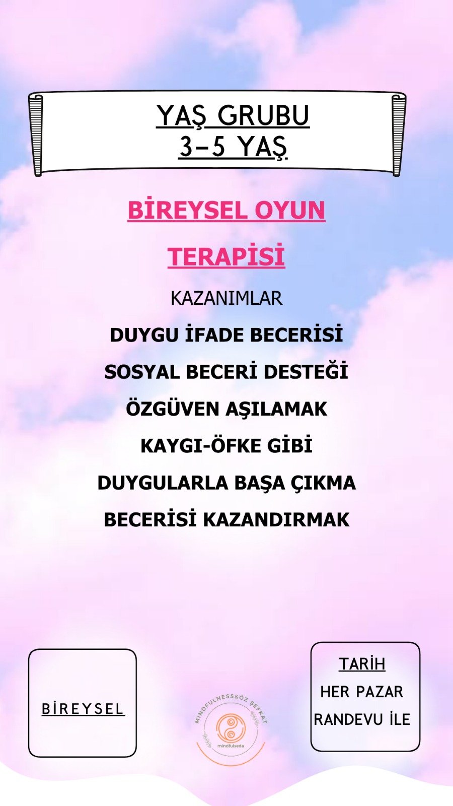 3 - 5 Yaş Bireysel Oyun Terapisi